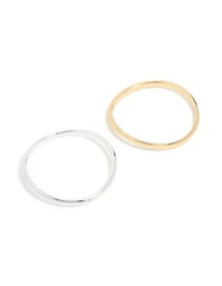 Mixed Metal Plated Wavy Bangles 2 Pack