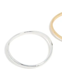 Mixed Metal Plated Wavy Bangles 2 Pack
