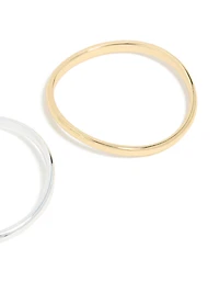 Mixed Metal Plated Wavy Bangles 2 Pack