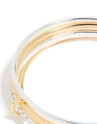 Mixed Metal Plated Diamante Rondell Linked Bangle