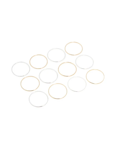 Mixed Metal Plated Thin Bangles 12-Pack
