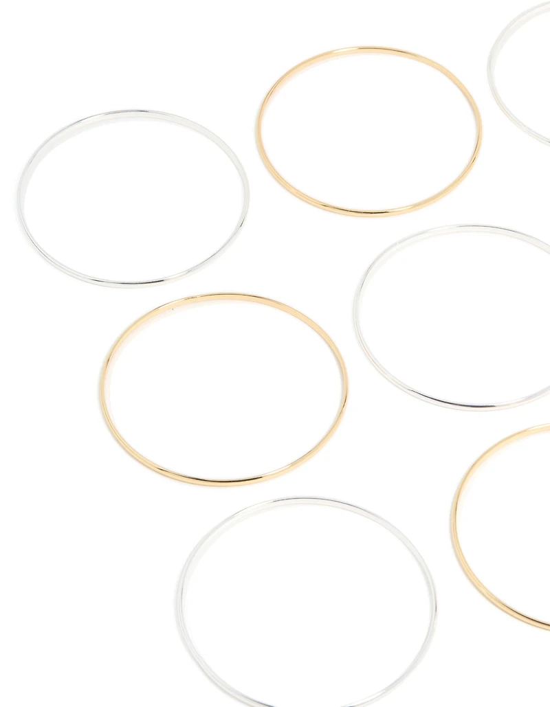 Mixed Metal Plated Thin Bangles 12-Pack