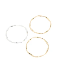 Mixed Metal Plated Twisted Bangles 3-Pack