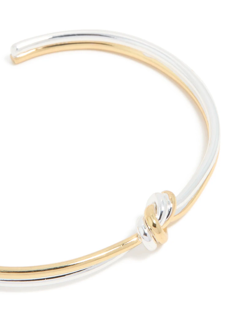 Mixed Metal Plated Thin Wire Knotted Wrist Cuff