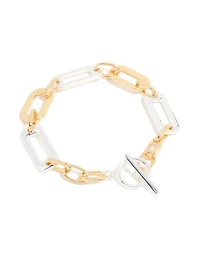 Mixed Metal Plated Link Chain T & O Bracelet
