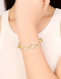 Mixed Metal Plated Oval Multi Link Chain Bracelet