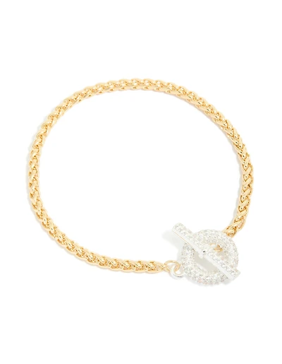 Mixed Metal Plated Cubic Zirconia T & O Chain Bracelet