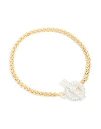 Mixed Metal Plated Cubic Zirconia T & O Chain Bracelet