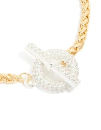 Mixed Metal Plated Cubic Zirconia T & O Chain Bracelet