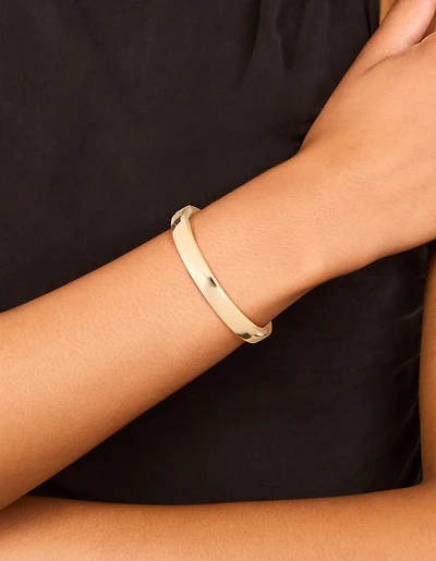 Mixed Metal Plated Half Flat Hinged Bangle