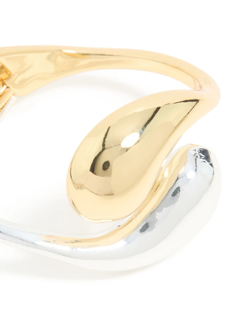 Mixed Metal Plated Large Yin-Yang Wrist Cuff