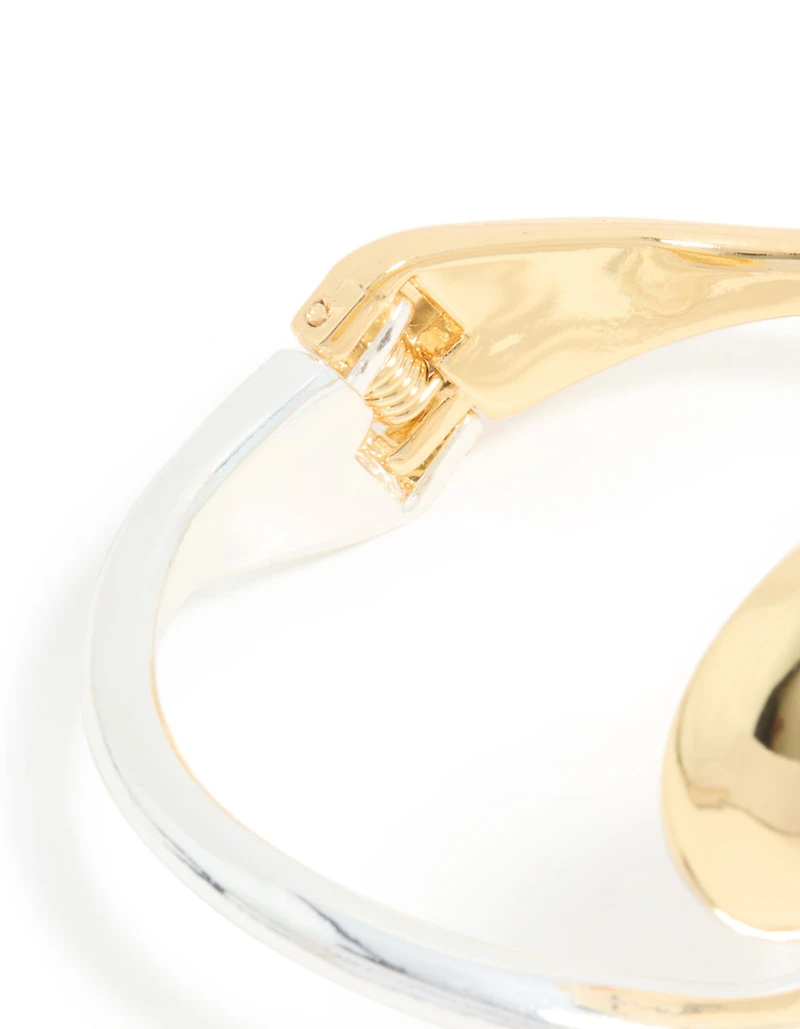 Mixed Metal Plated Large Yin-Yang Wrist Cuff