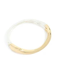 Mixed Metal Plated Half Curved Hinged Bangle