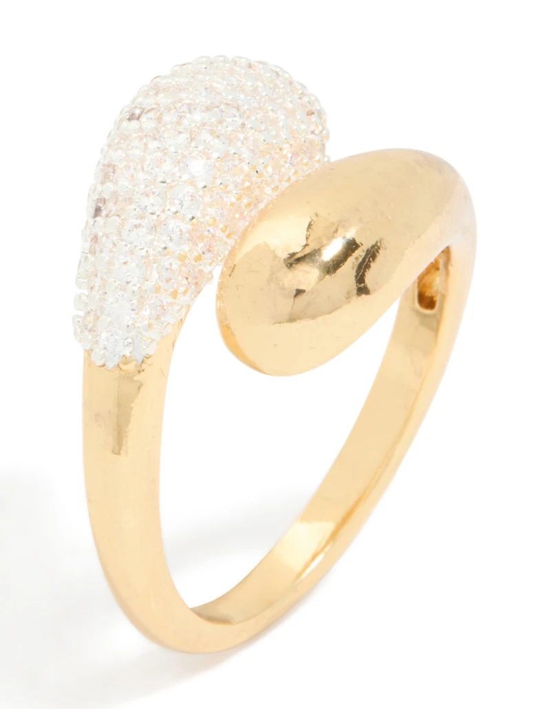 Mixed Metal Plated Cubic Zirconia Pavé Wrap Ring