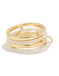 Mixed Metal Plated Cubic Zirconia Pavé Linked Ring Set