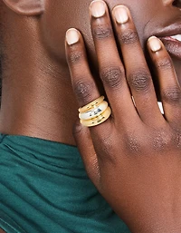 Mixed Metal Plated Chubby Organic Rings 3-Pack