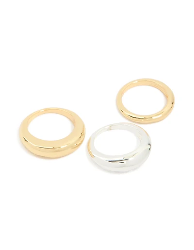 Mixed Metal Plated Chubby Organic Rings 3-Pack