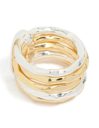 Mixed Metal Plated Multi Band Link Ring