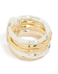 Mixed Metal Plated Multi Band Link Ring