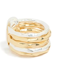Mixed Metal Plated Multi Band Link Ring