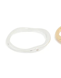 Mixed Metal Plated Cubic Zirconia Thin Wavy Ring 4-Pack