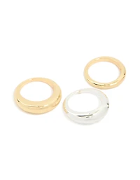 Mixed Metal Plated Chubby Organic Rings 3-Pack