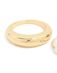 Mixed Metal Plated Chubby Organic Rings 3-Pack