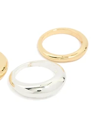Mixed Metal Plated Chubby Organic Rings 3-Pack