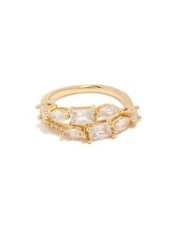 Gold Plated Cubic Zirconias Dainty Layered Ring