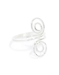 Silver Plated Double Swirl Front Ring