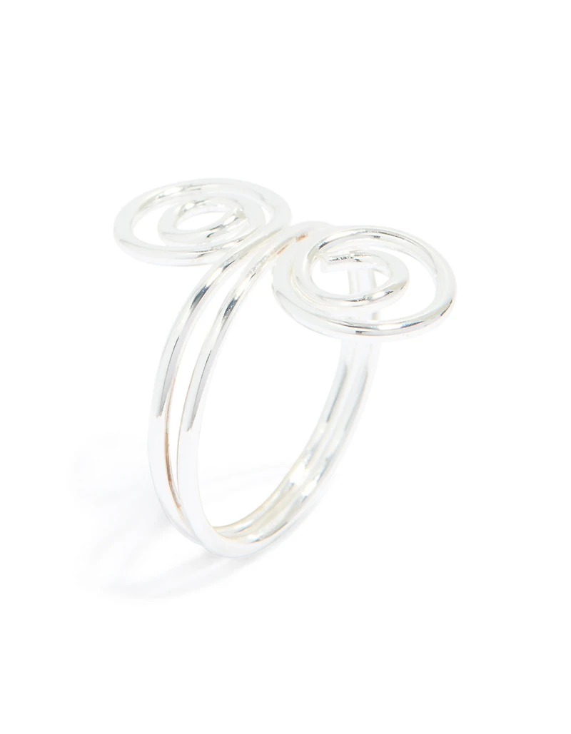 Silver Plated Double Swirl Front Ring
