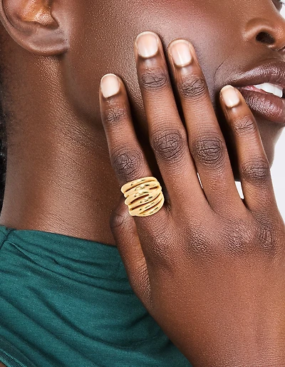 Anneau de ligne empilée en acier inoxydable étanche plaqué or