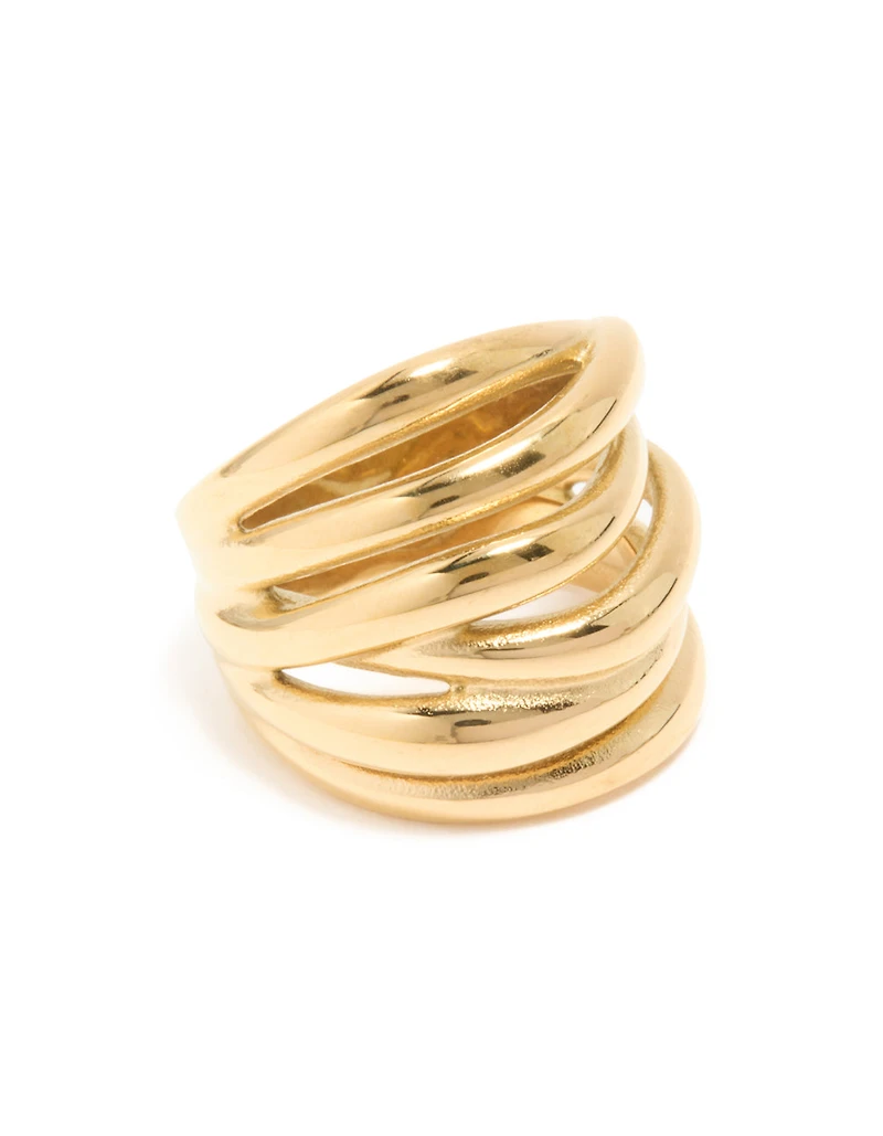 Anneau de ligne empilée en acier inoxydable étanche plaqué or