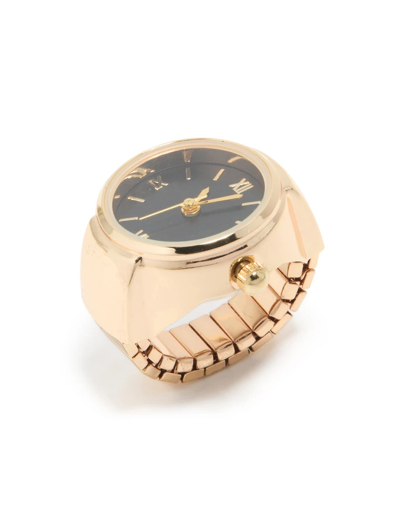 Gold & Black Statement Watch Ring