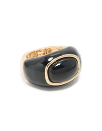 Gold & Black Modern Lined Oval Ring