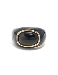 Gold & Black Modern Lined Oval Ring