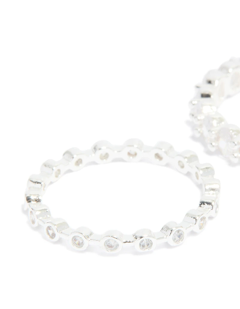 Silver Plated Dainty Cubic Zirconia Stacking Rings 2-Pack