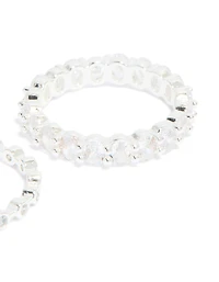 Silver Plated Dainty Cubic Zirconia Stacking Rings 2-Pack