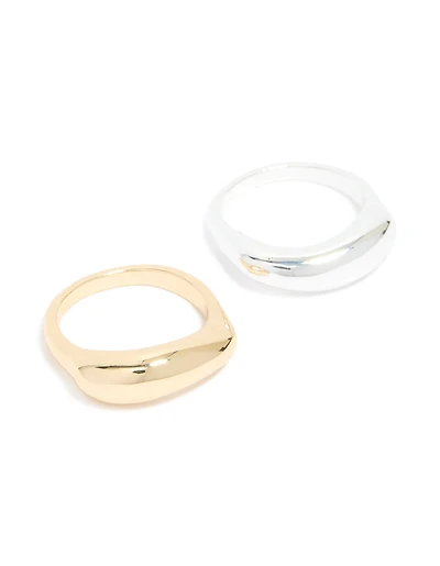 Mixed Metal Plated Bar Stacking Rings 2-Pack