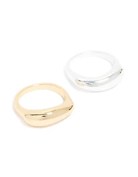 Mixed Metal Plated Bar Stacking Rings 2-Pack
