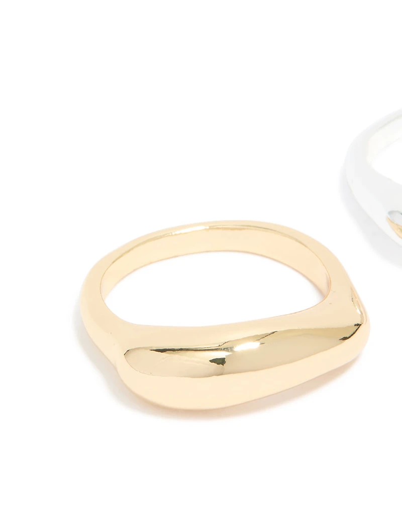 Mixed Metal Plated Bar Stacking Rings 2-Pack