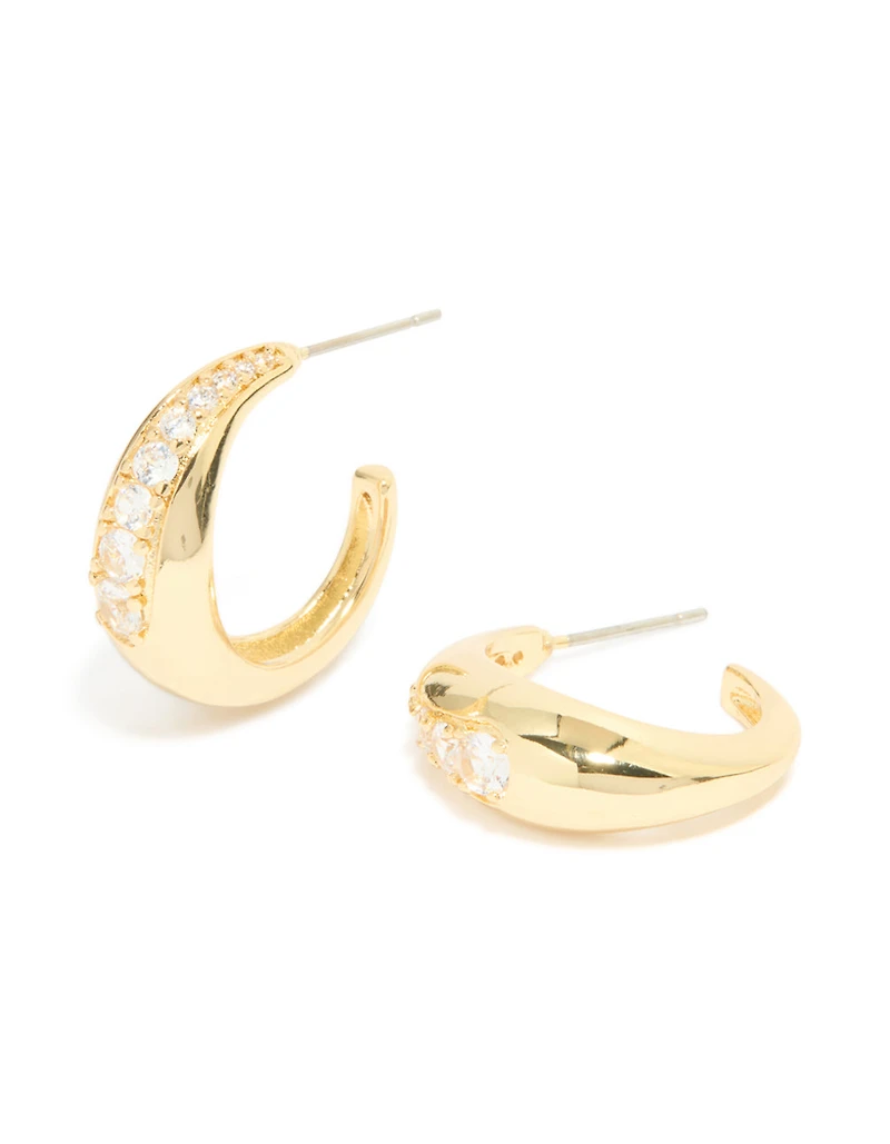 Boucles d’oreilles à anneau gradué en incrustation cubique en zircone plaquées or