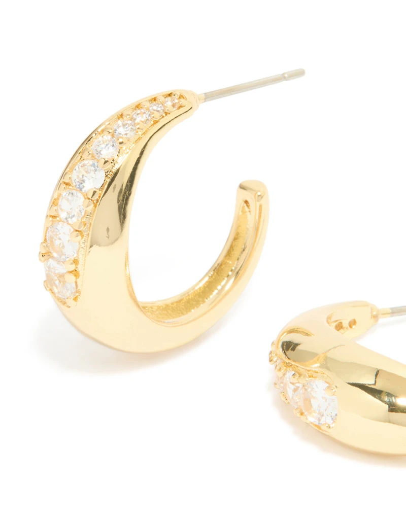 Boucles d’oreilles à anneau gradué en incrustation cubique en zircone plaquées or