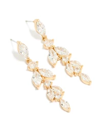 Gold Plated Cubic Zirconia Vine Drop Earrings