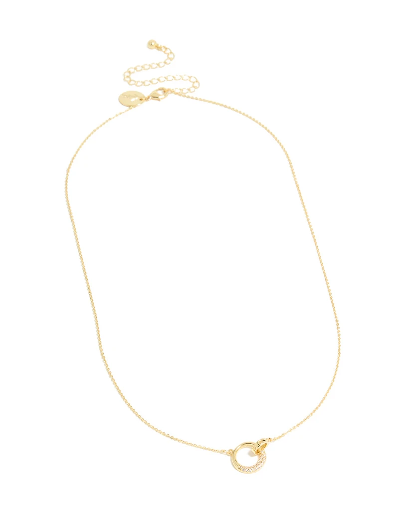 Collier circulaire lié en zircone cubique plaqué or