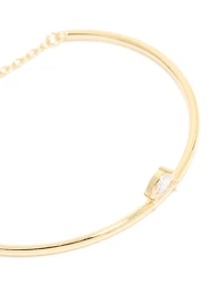 Bracelet à bascule en zircone en zircone cubique plaqué or