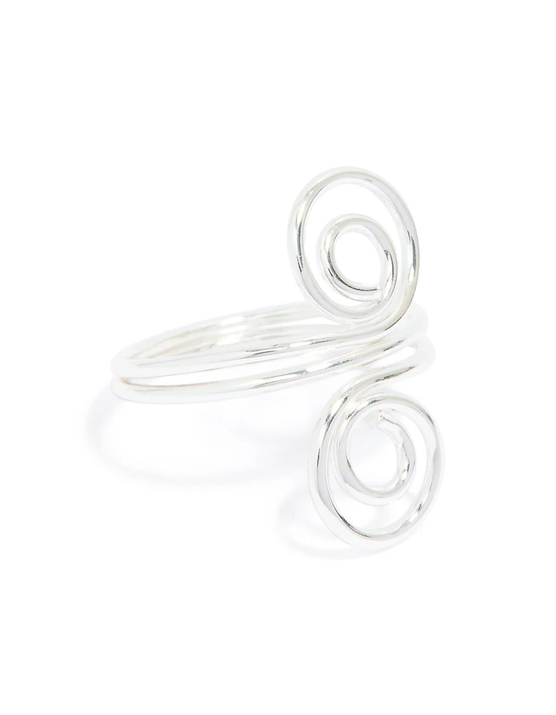 Silver Plated Double Swirl Front Ring