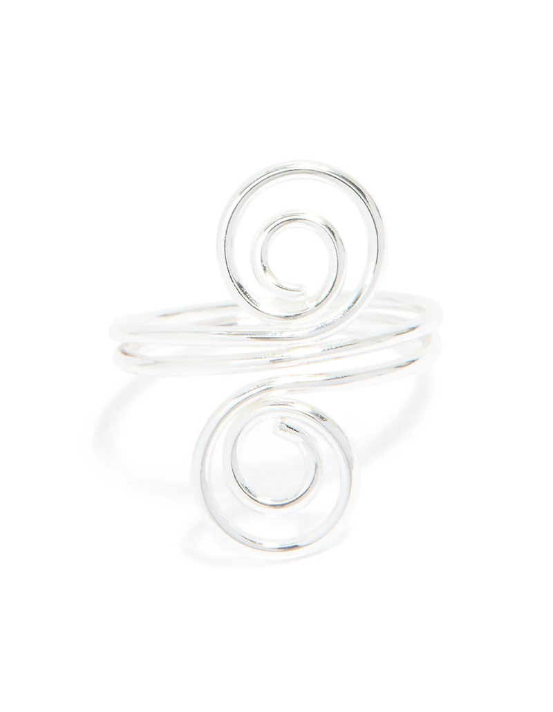 Silver Plated Double Swirl Front Ring