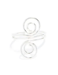 Silver Plated Double Swirl Front Ring