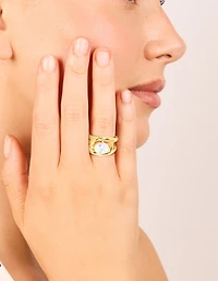 Anneau à bande divisée en zircone cubique fantaisé acier inoxydable plaqué or et imperméable